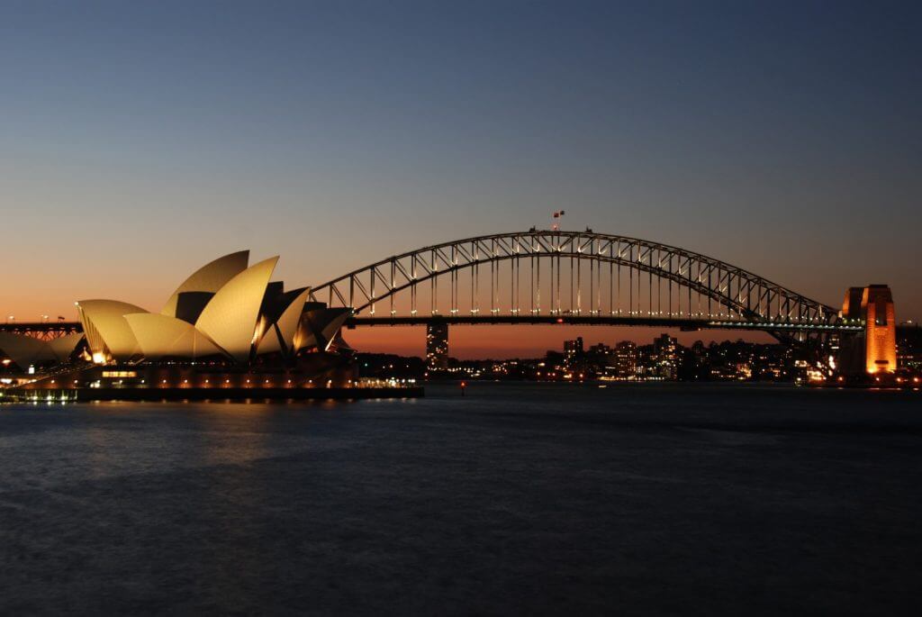 View of the Sydney Harbour Bridge and Sydney Opera House
