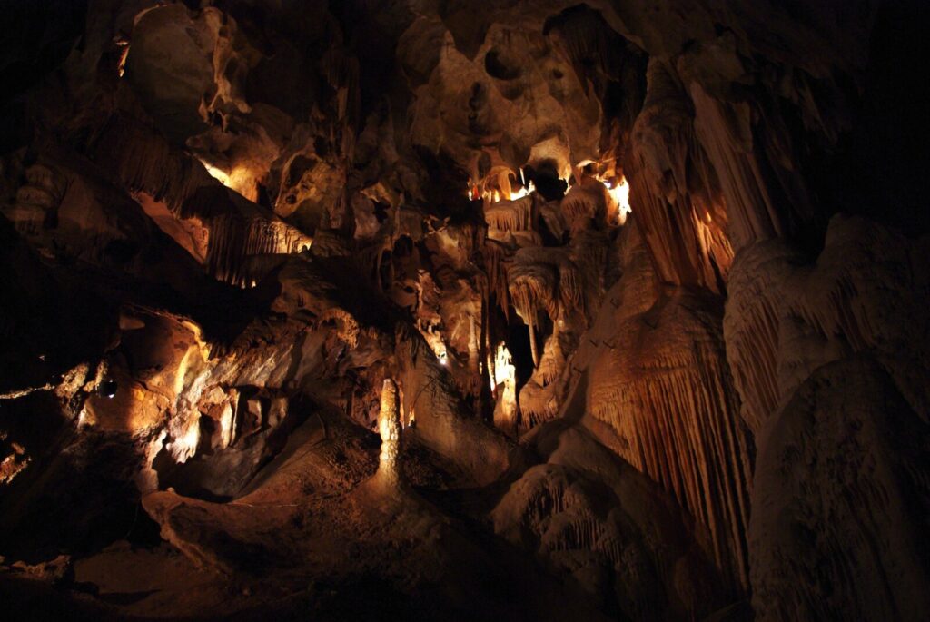 The view inside one of the caves at Jenolan